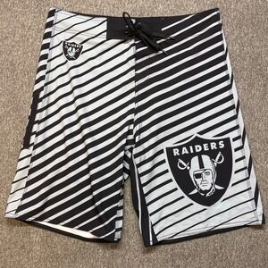 Las Vegas Raiders NFL Team Apparel Board Shorts Swim Trunks 36 Stripe